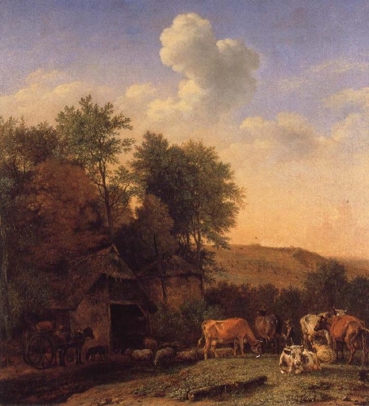 POTTER, Paulus A Landscape with Cows,sheep and horses by a Barn Sweden oil painting art